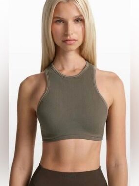 Nike x Skims Ribbed Seamless Racer Front Bra X-Large NWT Dusty Oakmoss